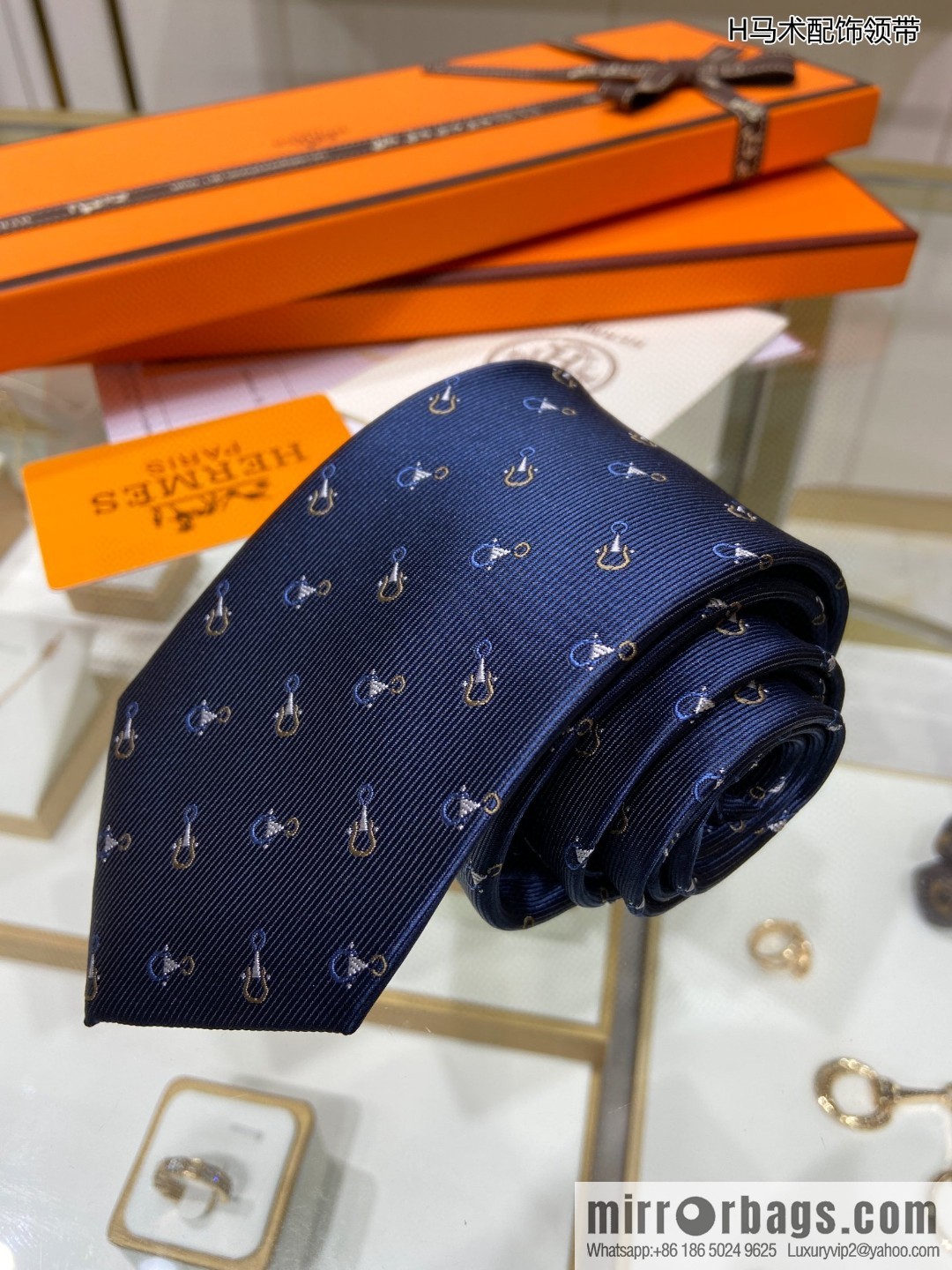 Hermes 100% Top Twill Silk Equestrian Accessory Tie