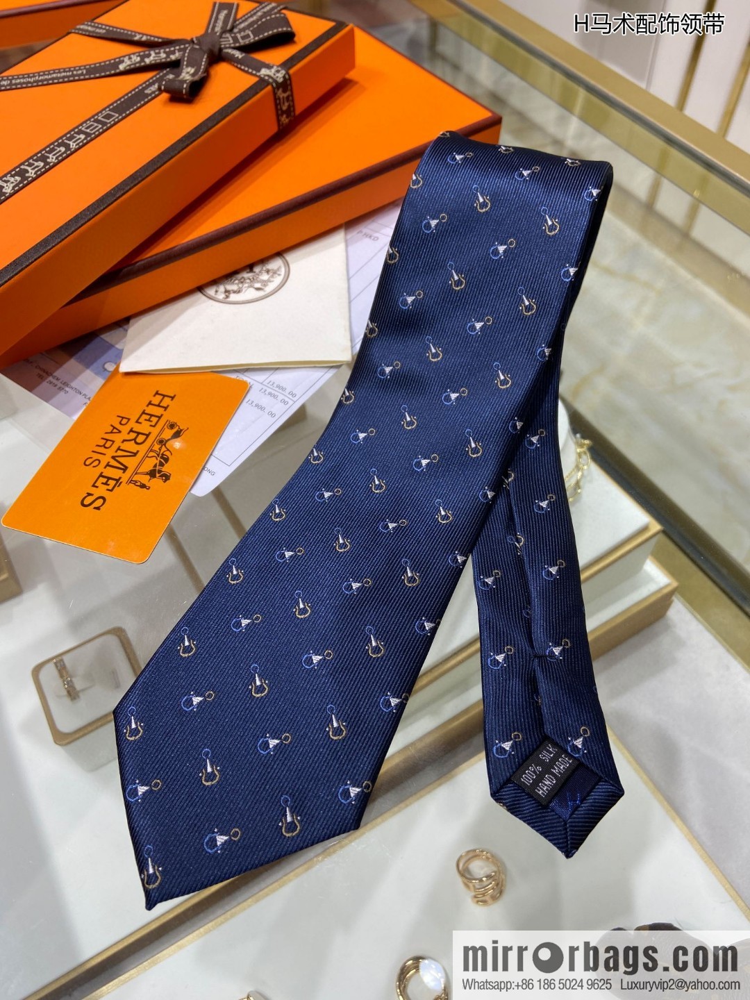 Hermes 100% Top Twill Silk Equestrian Accessory Tie