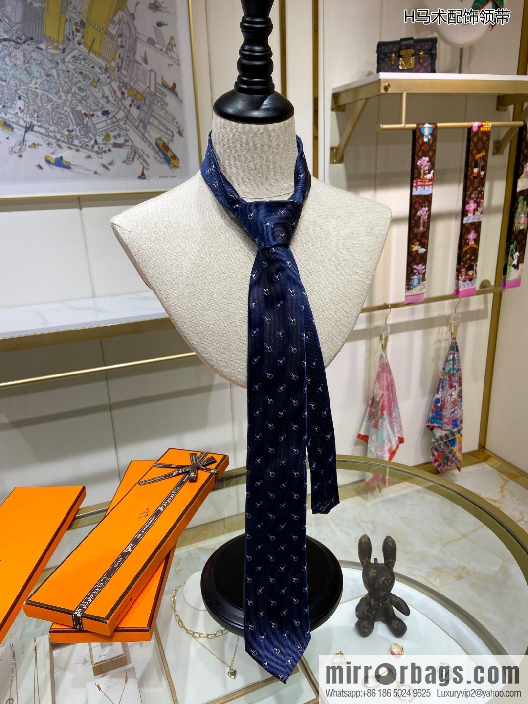 Hermes 100% Top Twill Silk Equestrian Accessory Tie