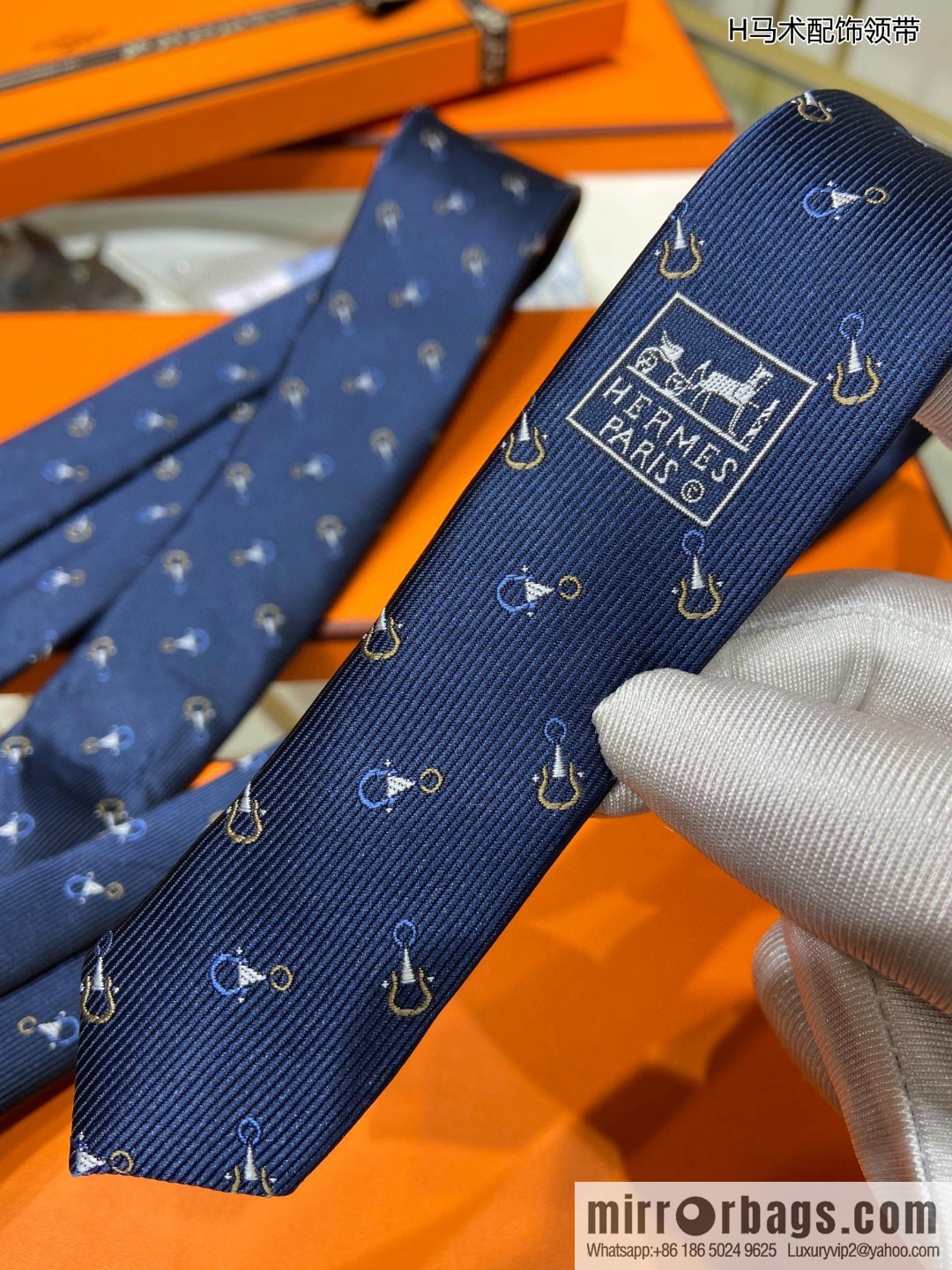 Hermes 100% Top Twill Silk Equestrian Accessory Tie