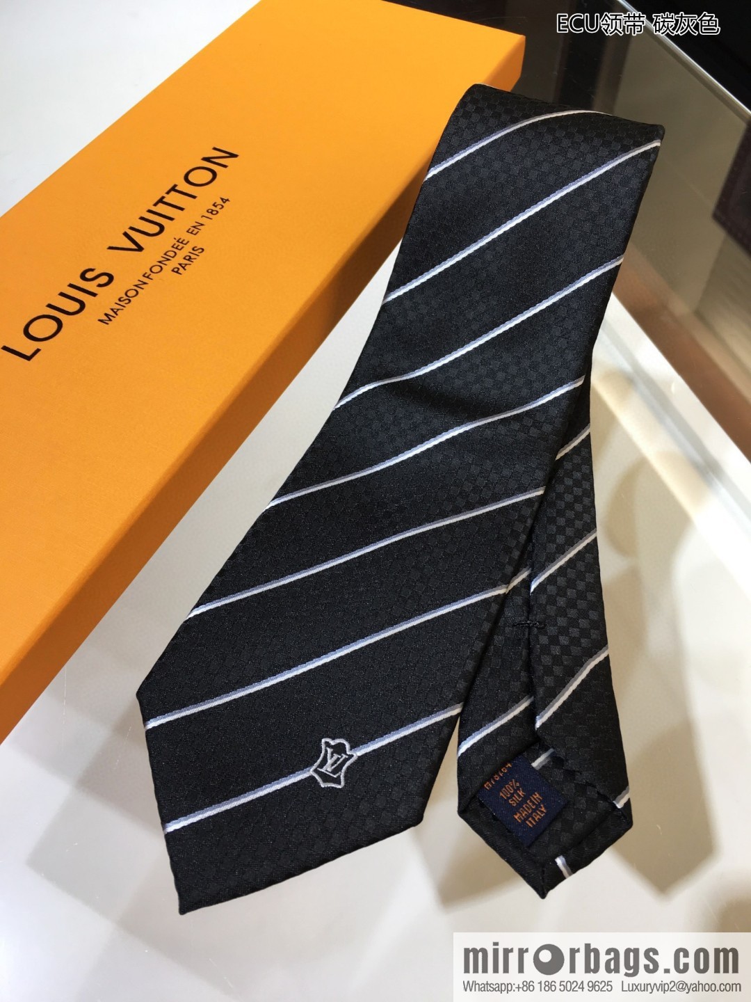 LV Louis Vuitton 100% Top Jacquard Silk ECU Tie M78758