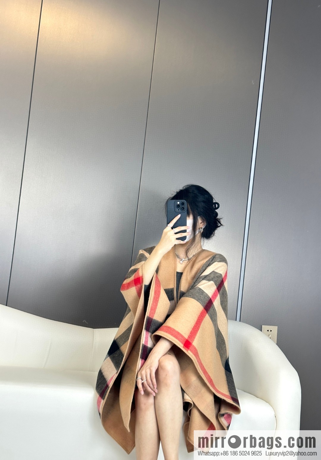 Burberry, cashmere double-sided cape