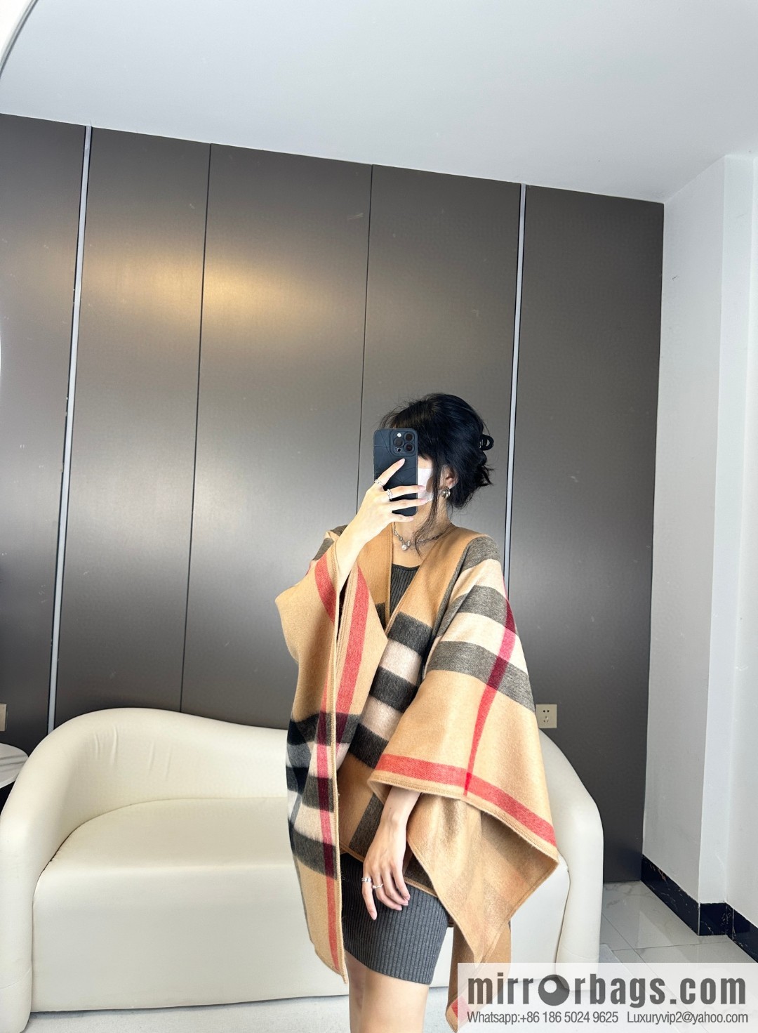 Burberry, cashmere double-sided cape