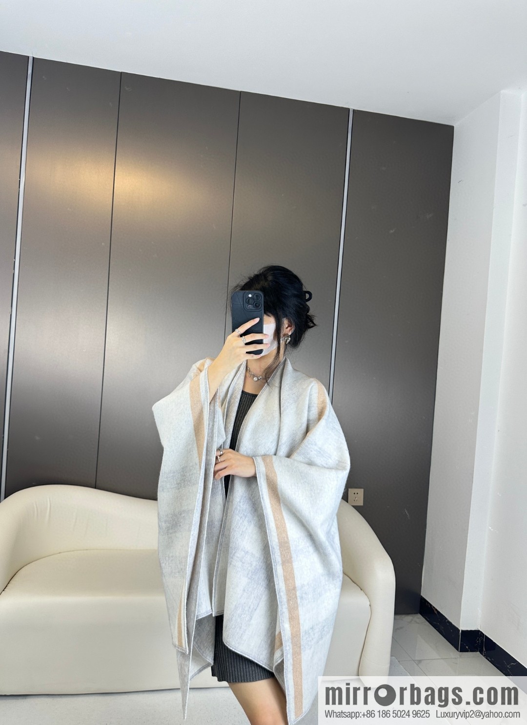 Burberry, cashmere double-sided cape