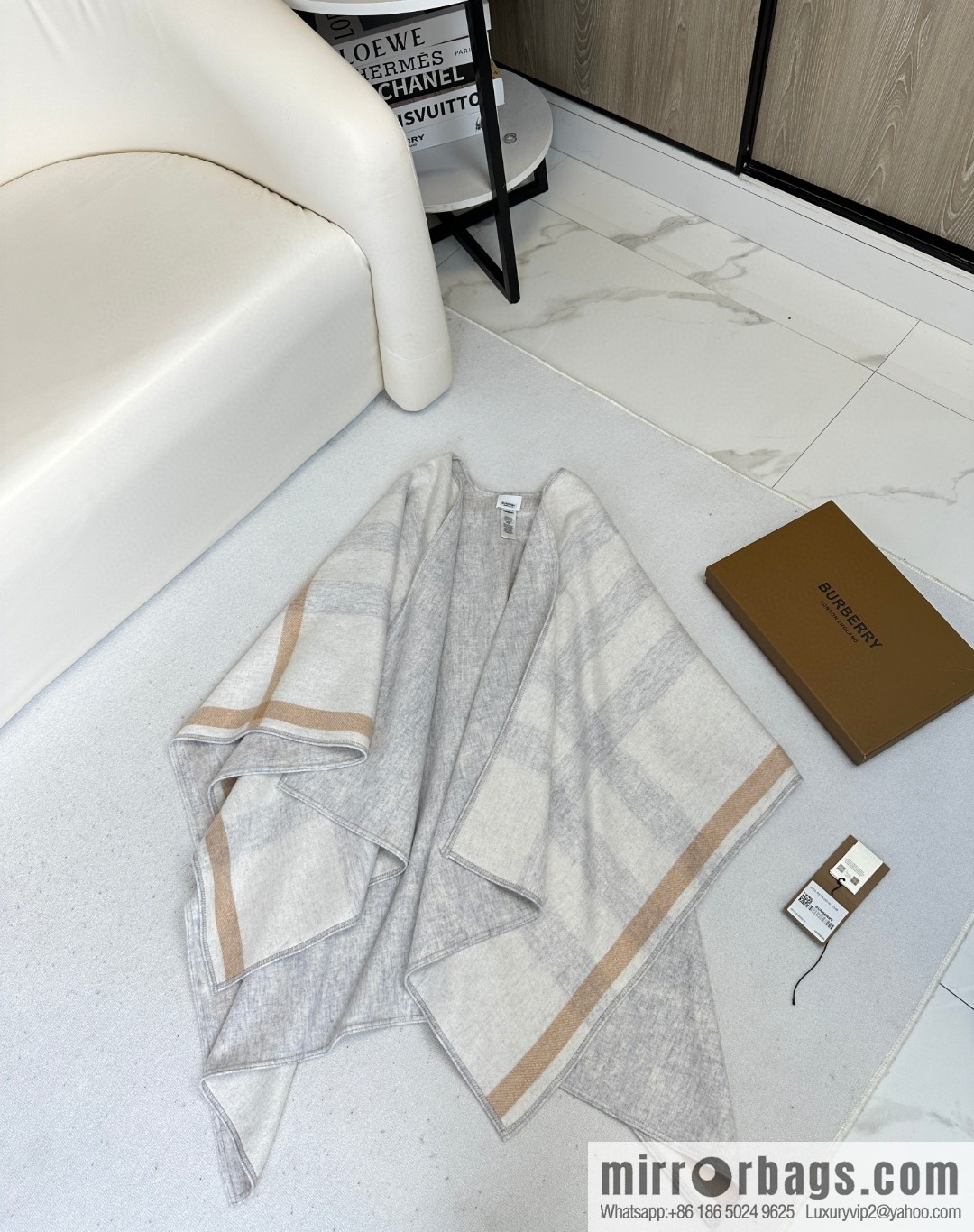 Burberry, cashmere double-sided cape