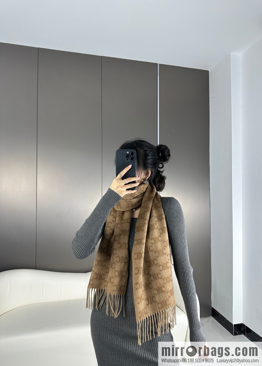 CELINE 2023 new cashmere Arc de Triomphe scarf