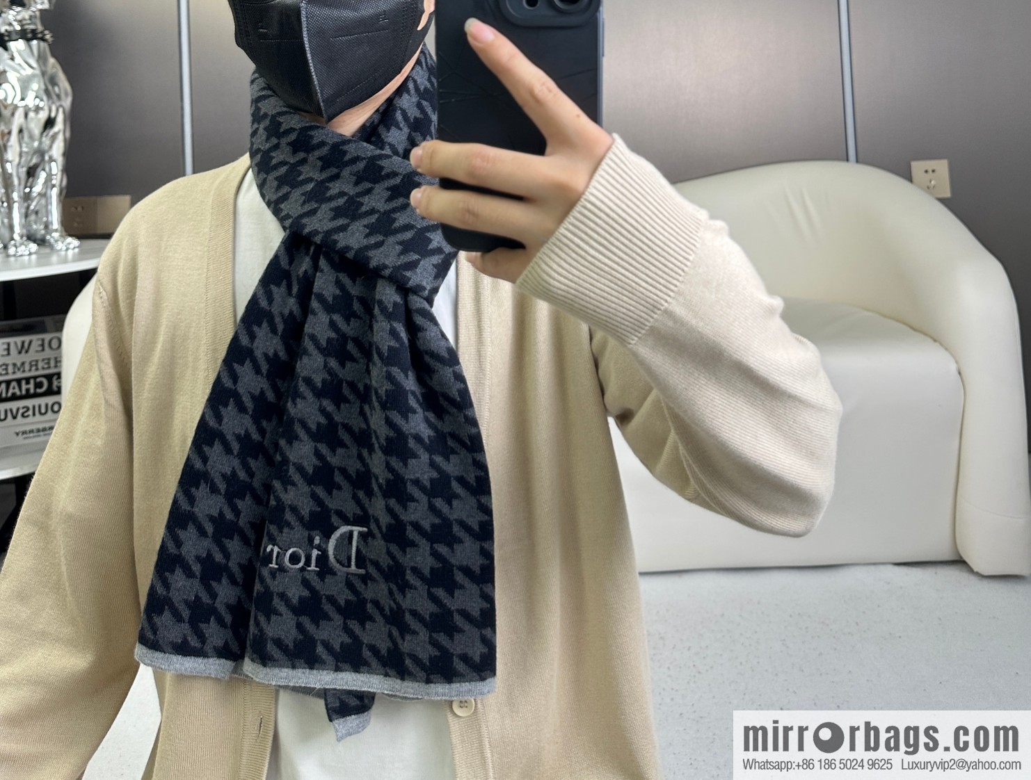 DIOR 2023 Thousand Birds Jacquard, Men's and Women's Knitted Cashmere Scarf