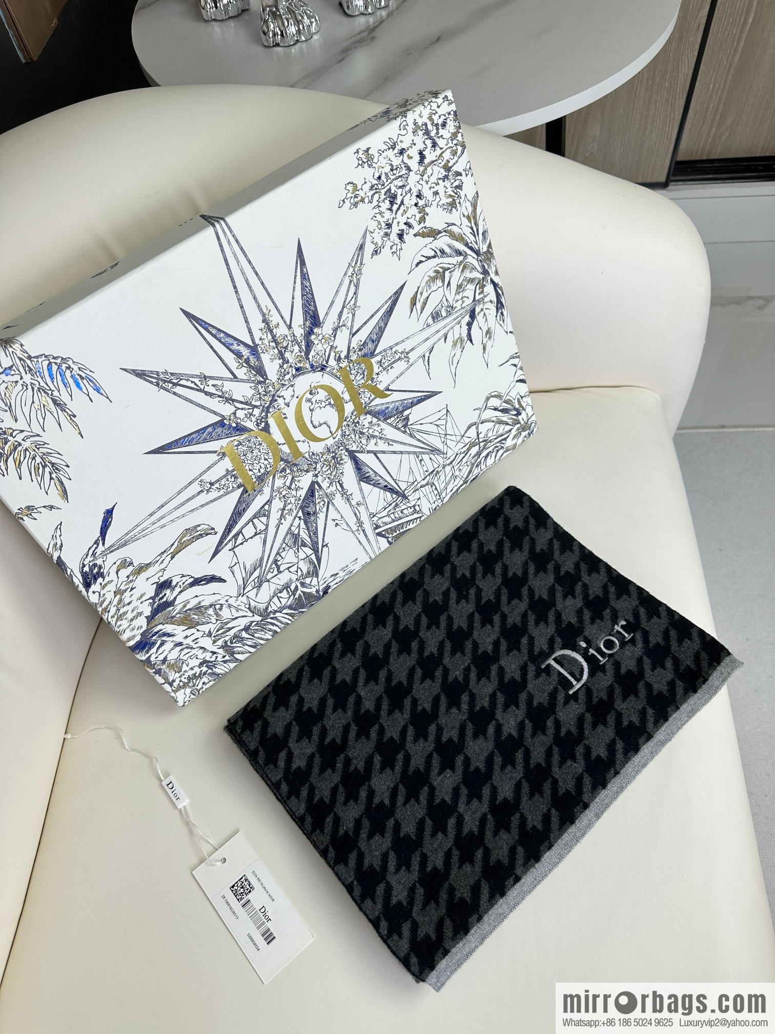 DIOR 2023 Thousand Birds Jacquard, Men's and Women's Knitted Cashmere Scarf