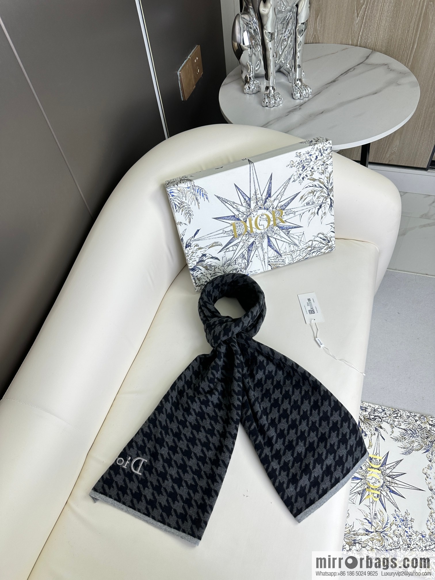 DIOR 2023 Thousand Birds Jacquard, Men's and Women's Knitted Cashmere Scarf