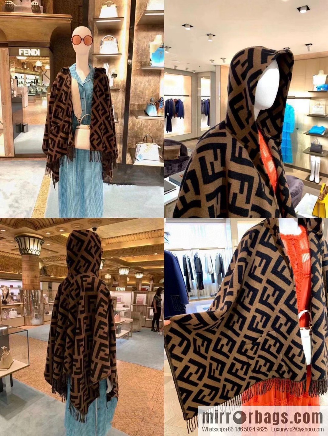 Fendi limited edition hooded cape shawl