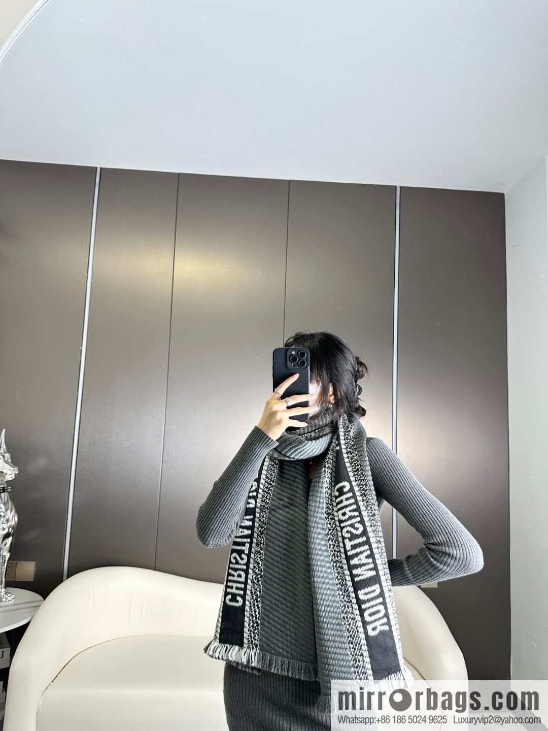 DIOR Oblique Printed Double Sided Scarf