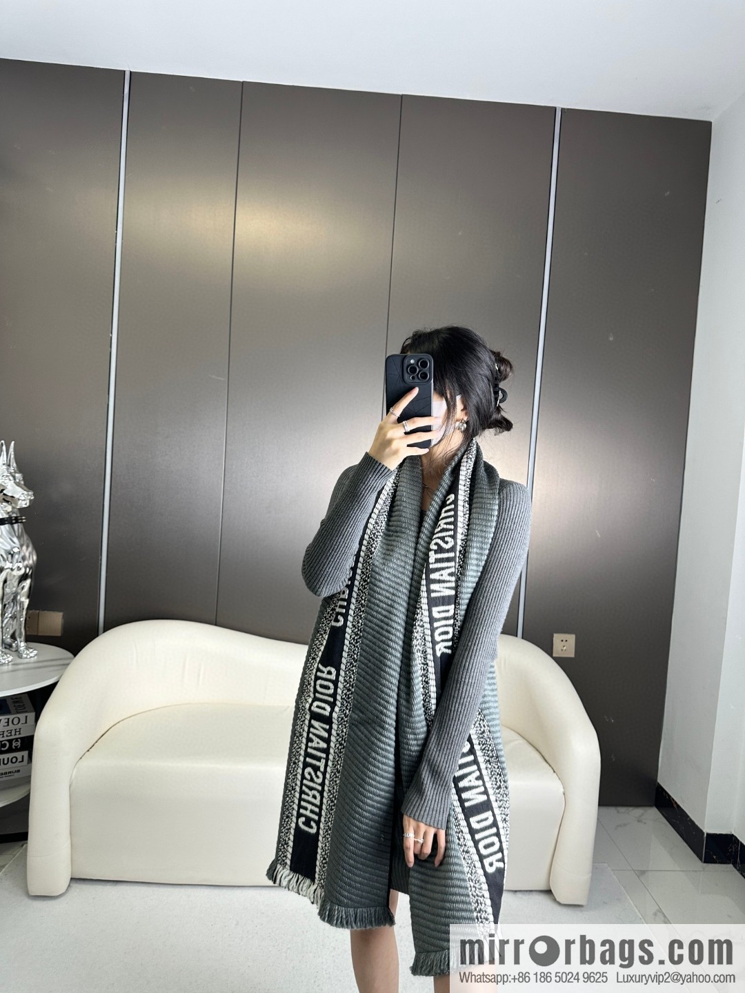 DIOR Oblique Printed Double Sided Scarf