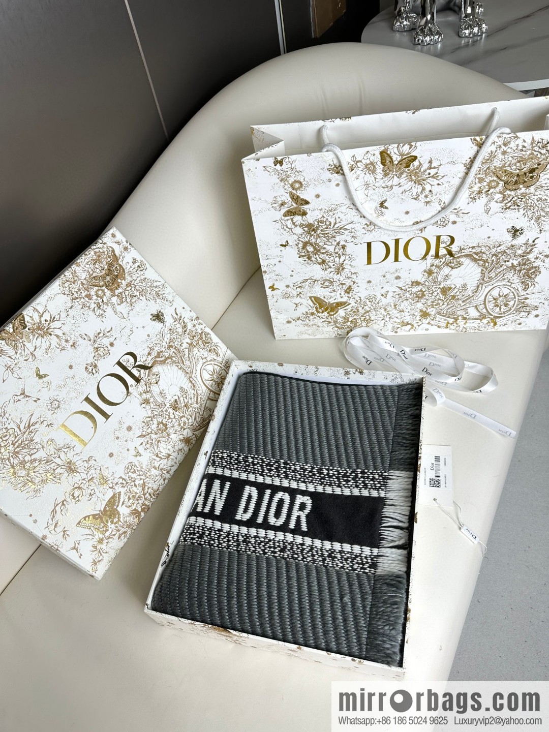 DIOR Oblique Printed Double Sided Scarf