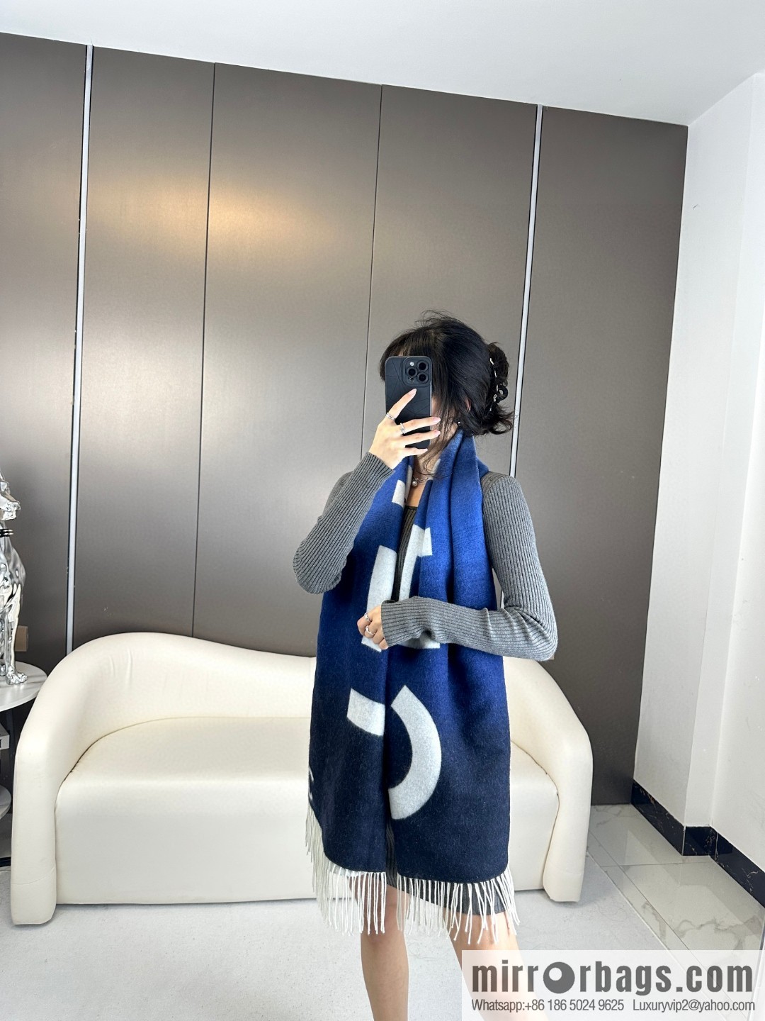CHANEL gradual change double-sided scarf shawl