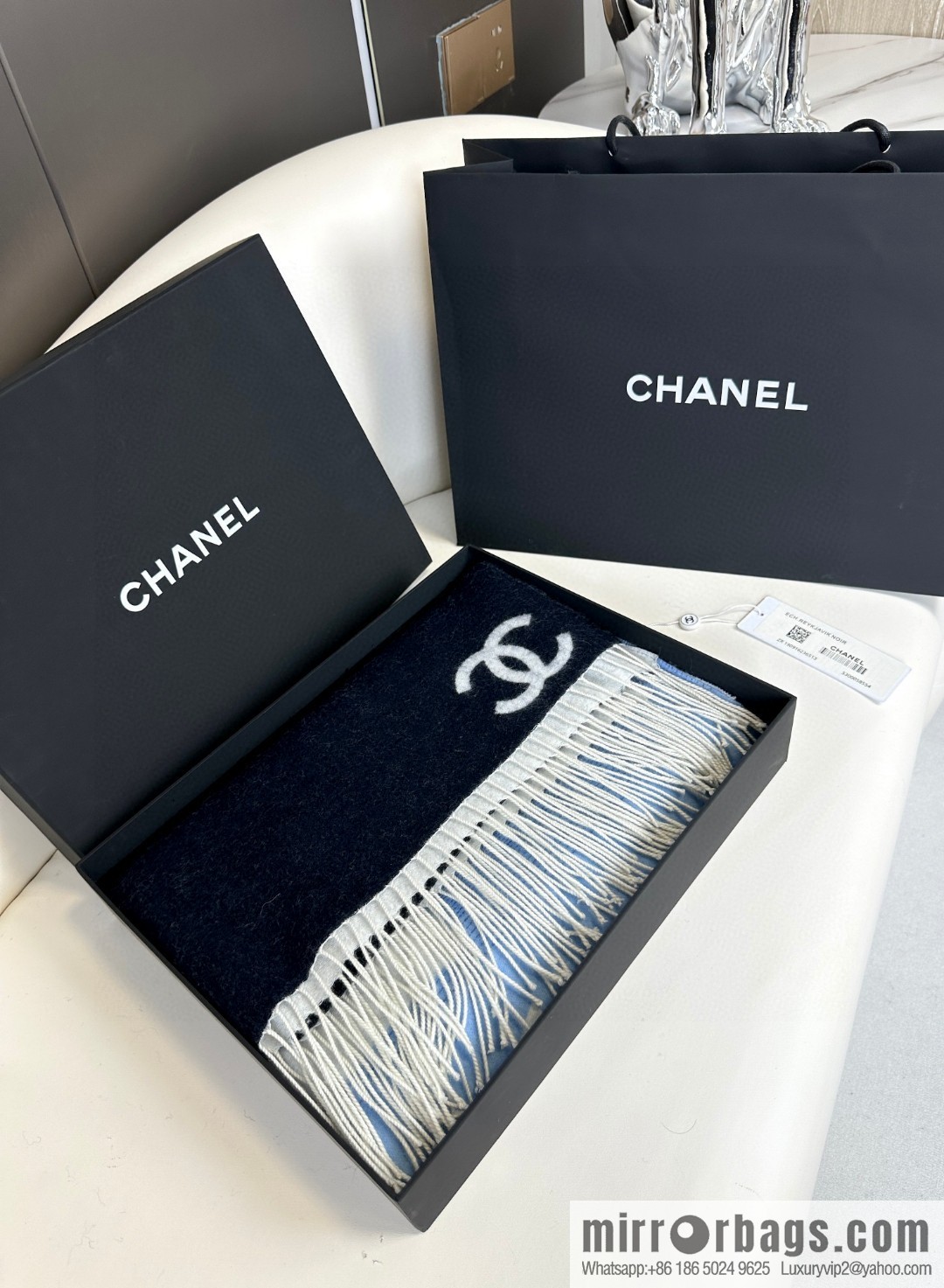 CHANEL gradual change double-sided scarf shawl
