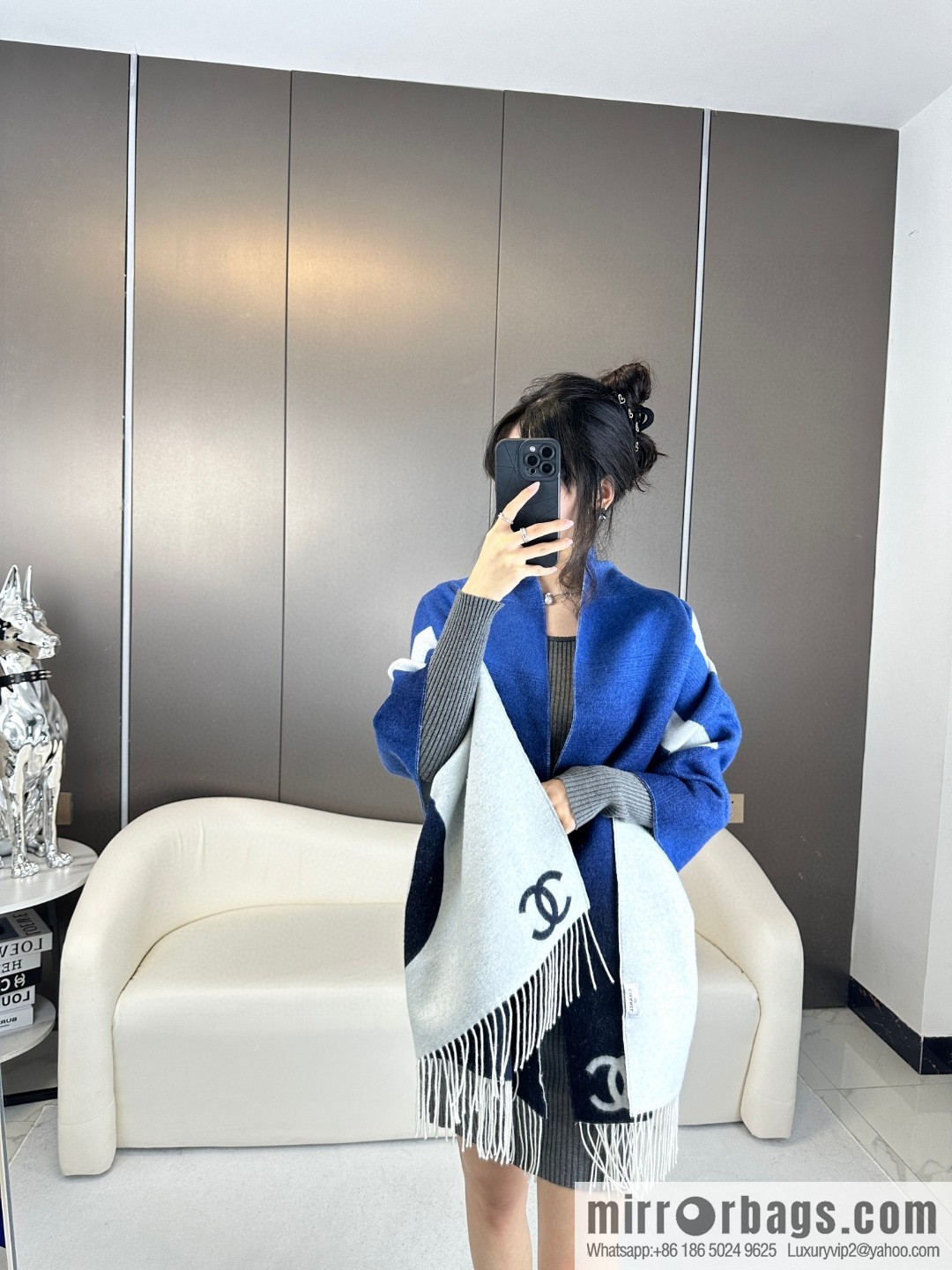 CHANEL gradual change double-sided scarf shawl
