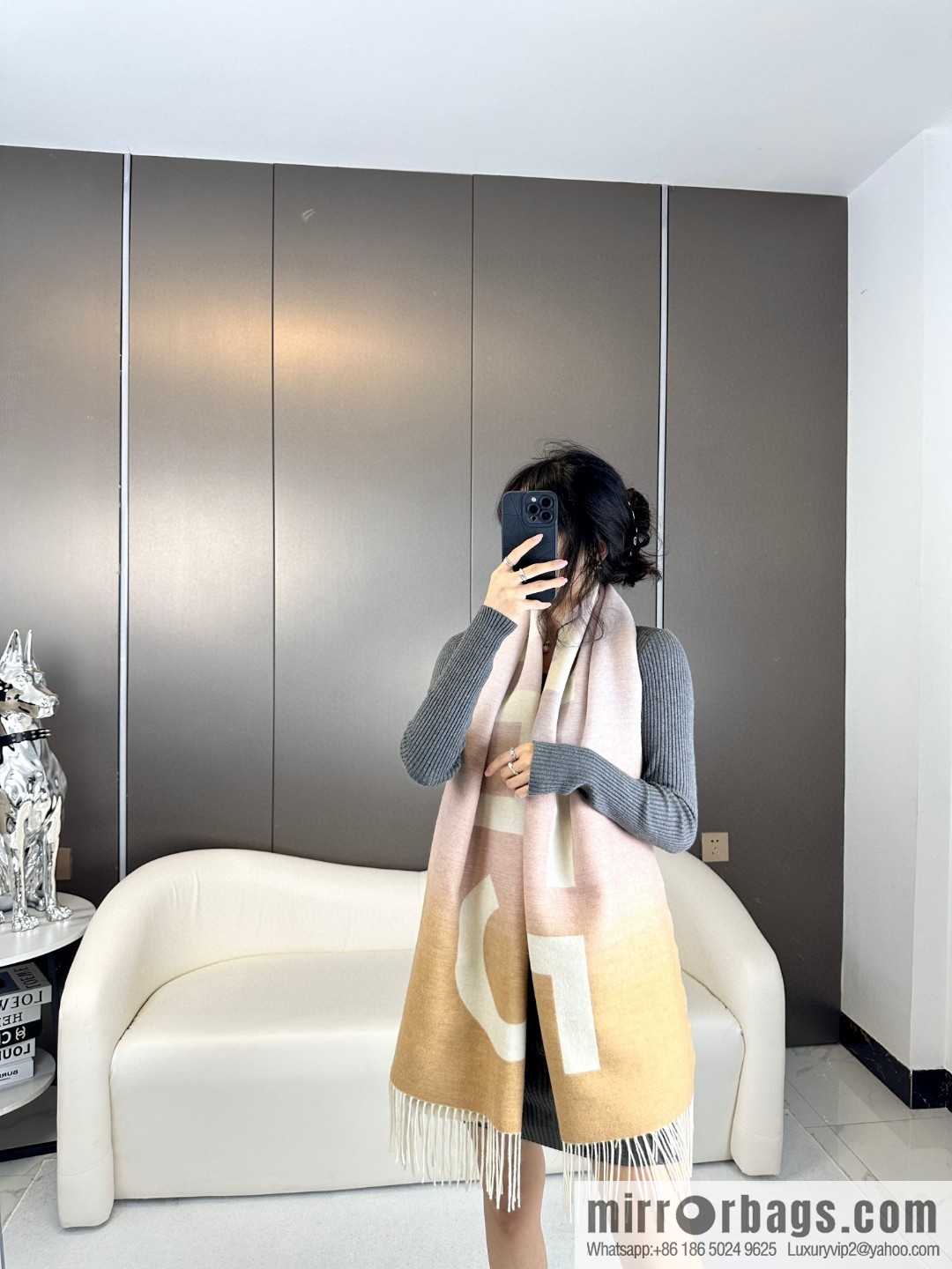 CHANEL gradual change double-sided scarf shawl