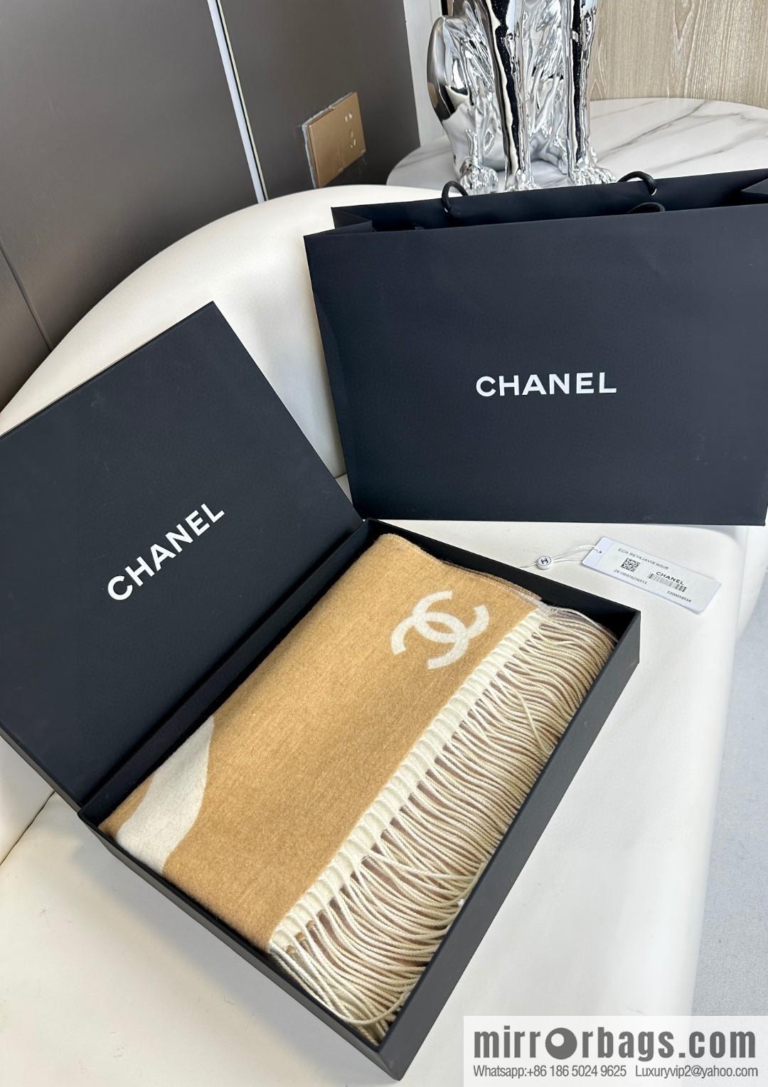 CHANEL gradual change double-sided scarf shawl