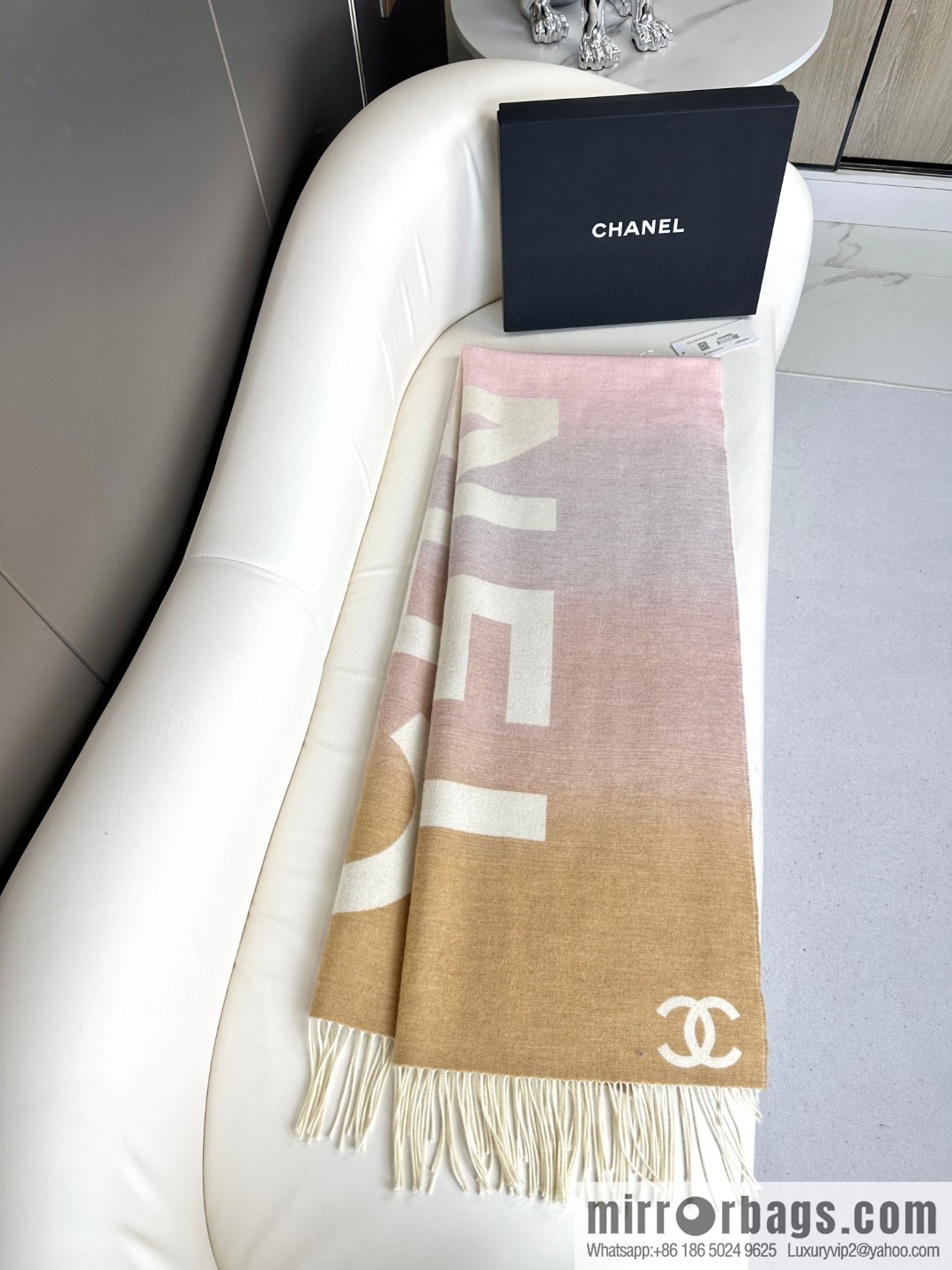 CHANEL gradual change double-sided scarf shawl