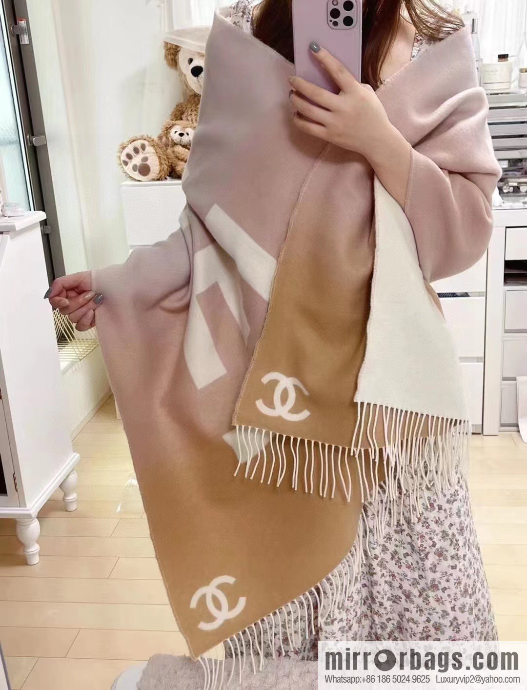 CHANEL gradual change double-sided scarf shawl