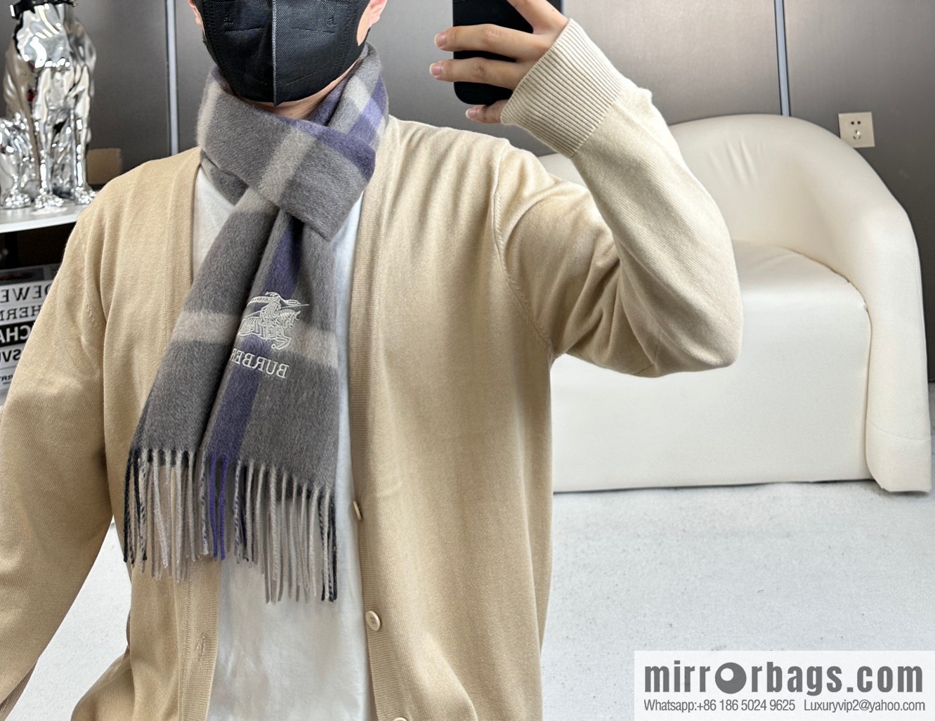Burberry Burberry, War Horse Plaid, Couple, Cashmere Scarf