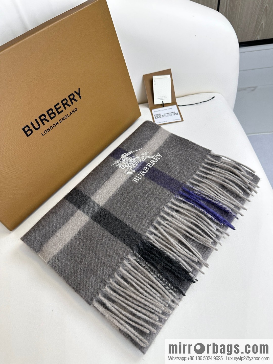 Burberry Burberry, War Horse Plaid, Couple, Cashmere Scarf