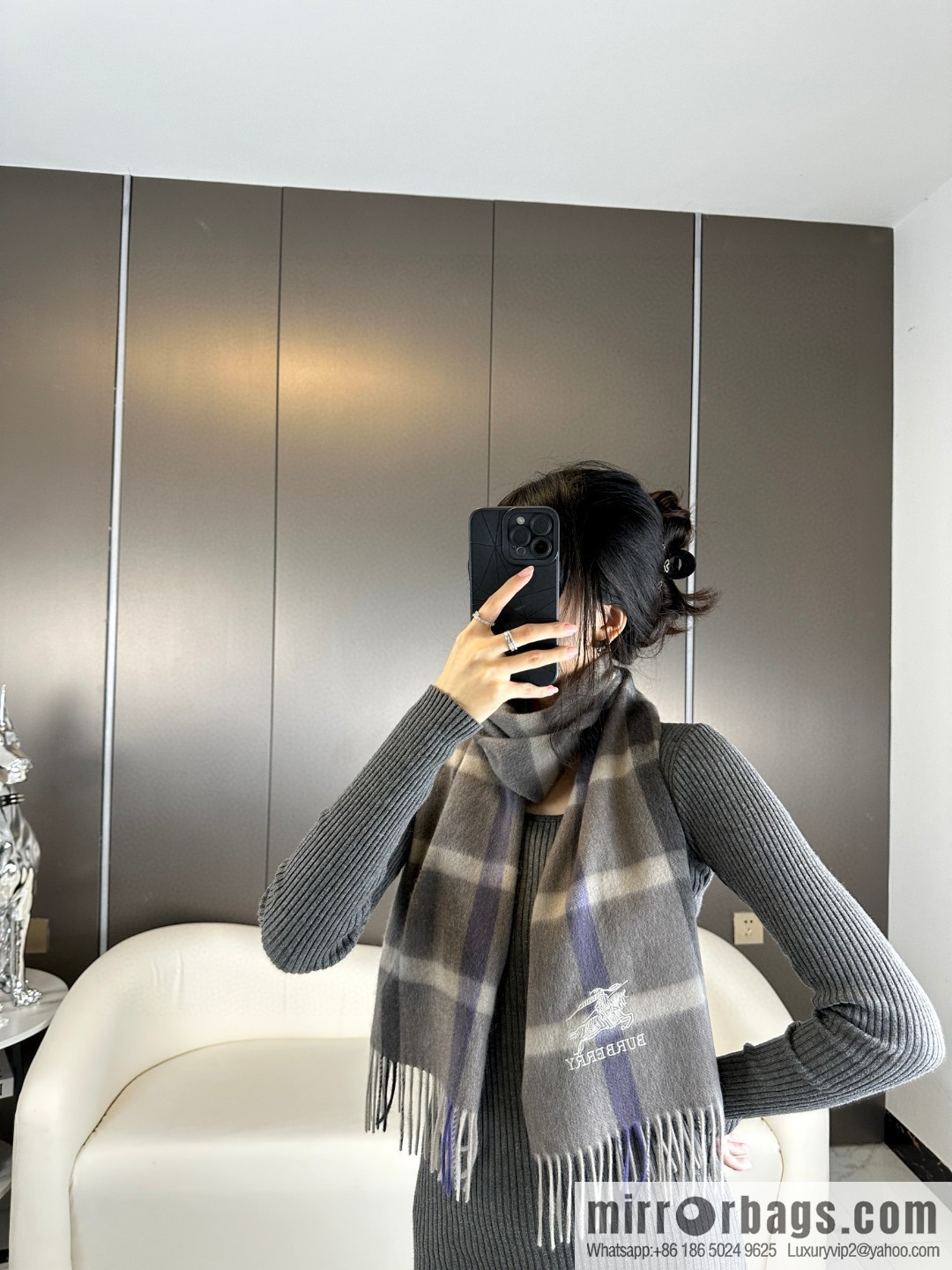 Burberry Burberry, War Horse Plaid, Couple, Cashmere Scarf