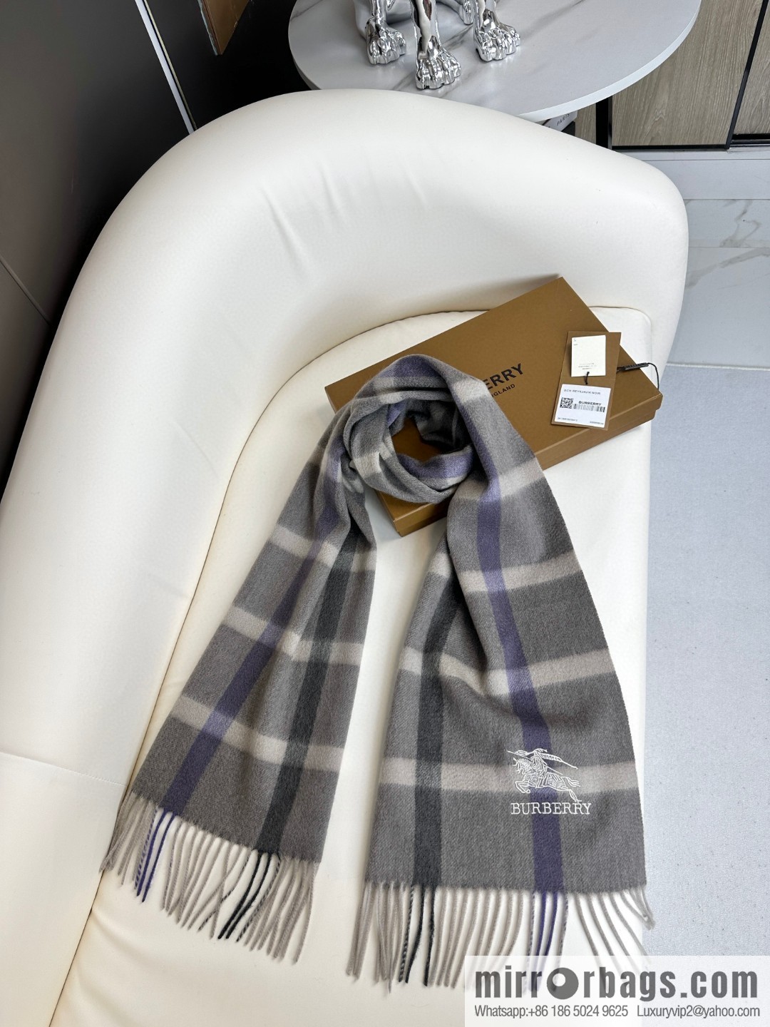 Burberry Burberry, War Horse Plaid, Couple, Cashmere Scarf