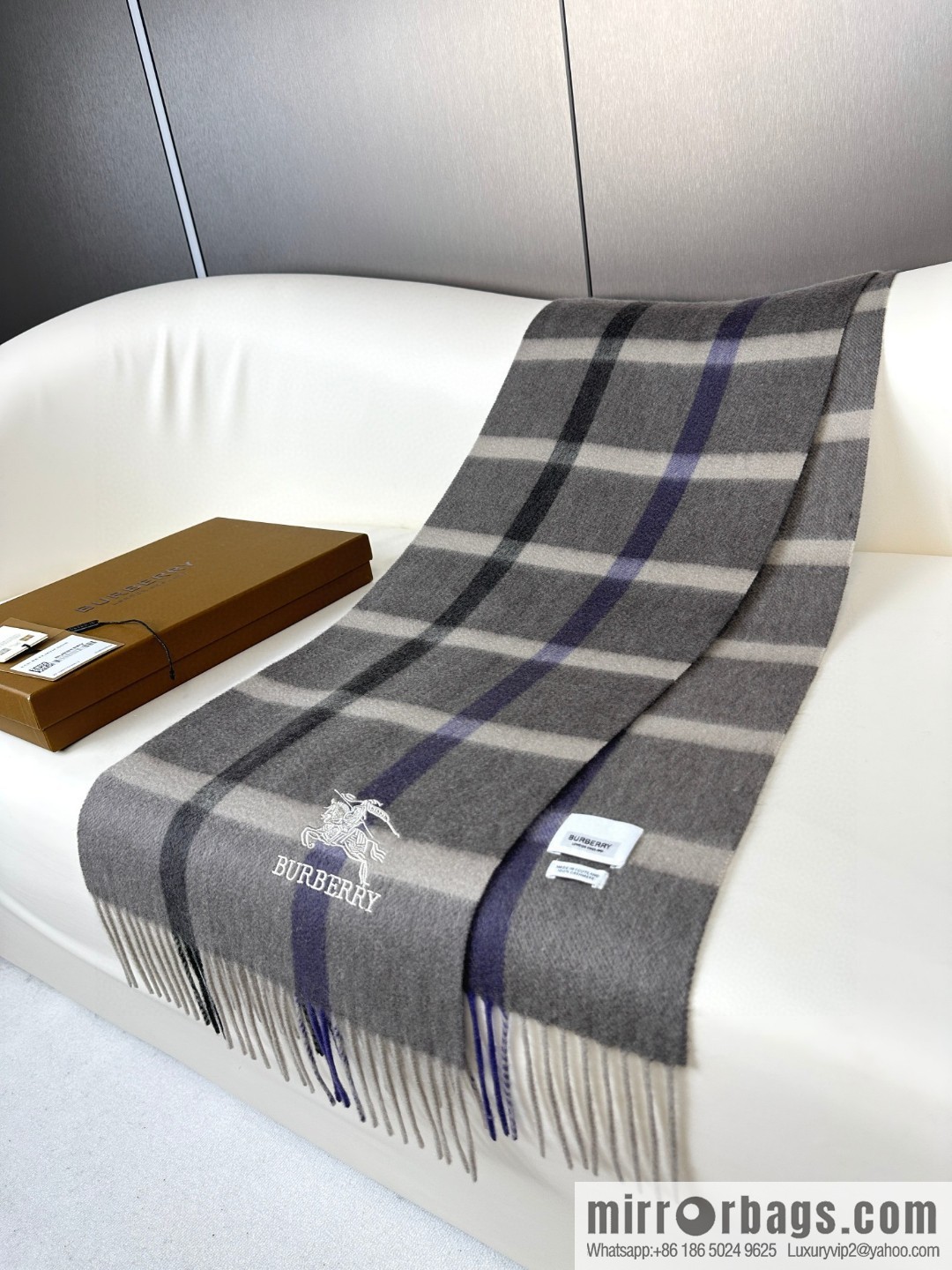 Burberry Burberry, War Horse Plaid, Couple, Cashmere Scarf