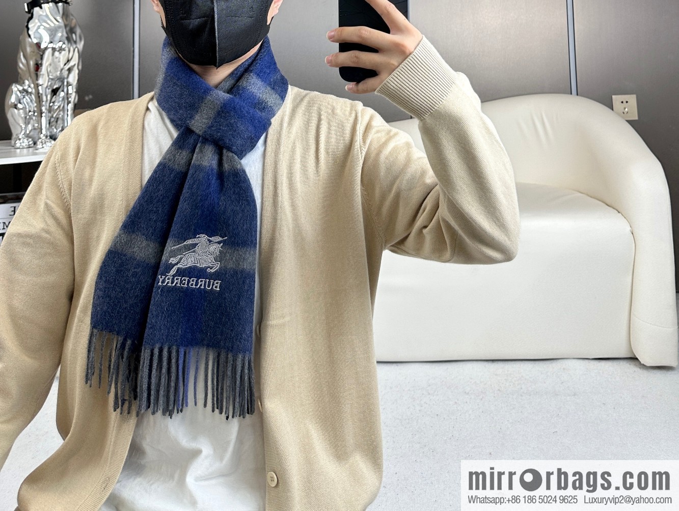 Burberry Burberry, War Horse Plaid, Couple, Cashmere Scarf