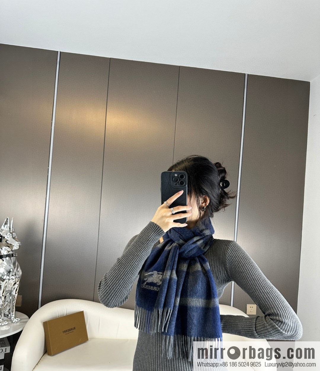 Burberry Burberry, War Horse Plaid, Couple, Cashmere Scarf