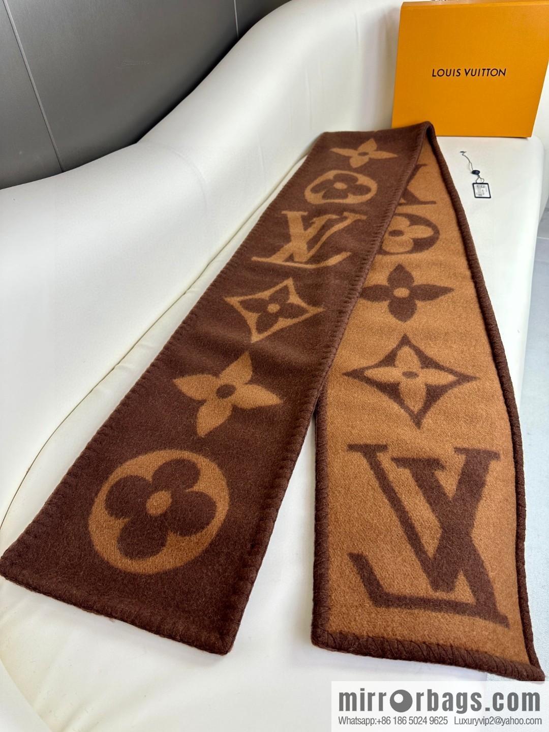 LV wool knitted jacquard, classic pattern, cashmere scarf