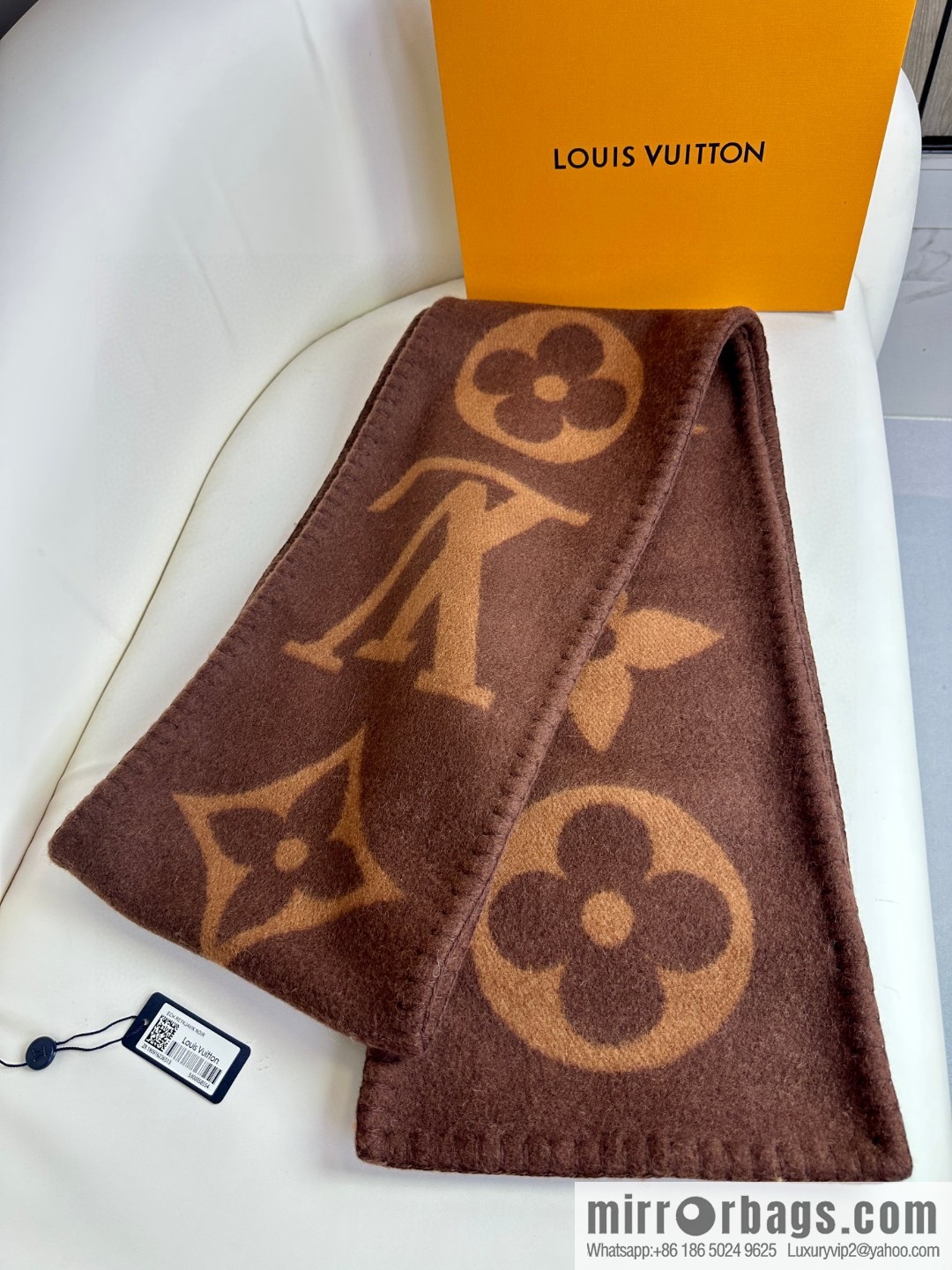 LV wool knitted jacquard, classic pattern, cashmere scarf