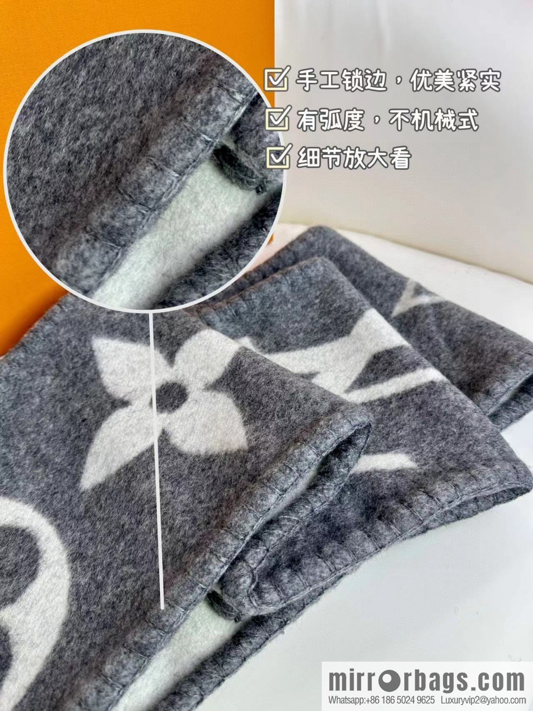LV wool knitted jacquard, classic pattern, cashmere scarf