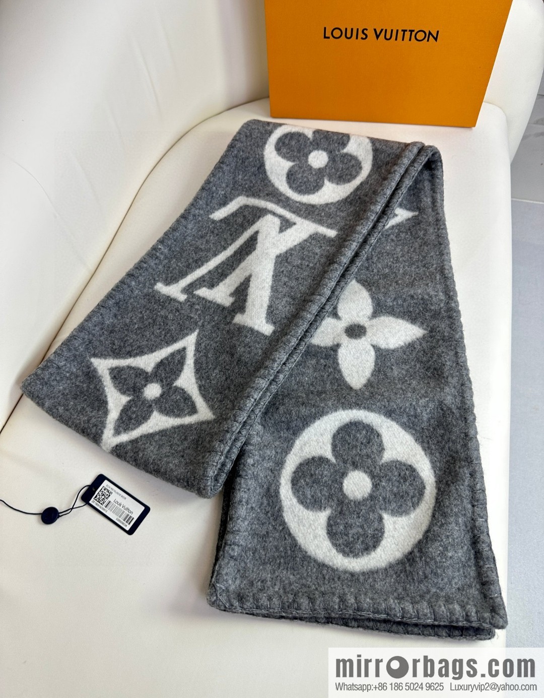 LV wool knitted jacquard, classic pattern, cashmere scarf