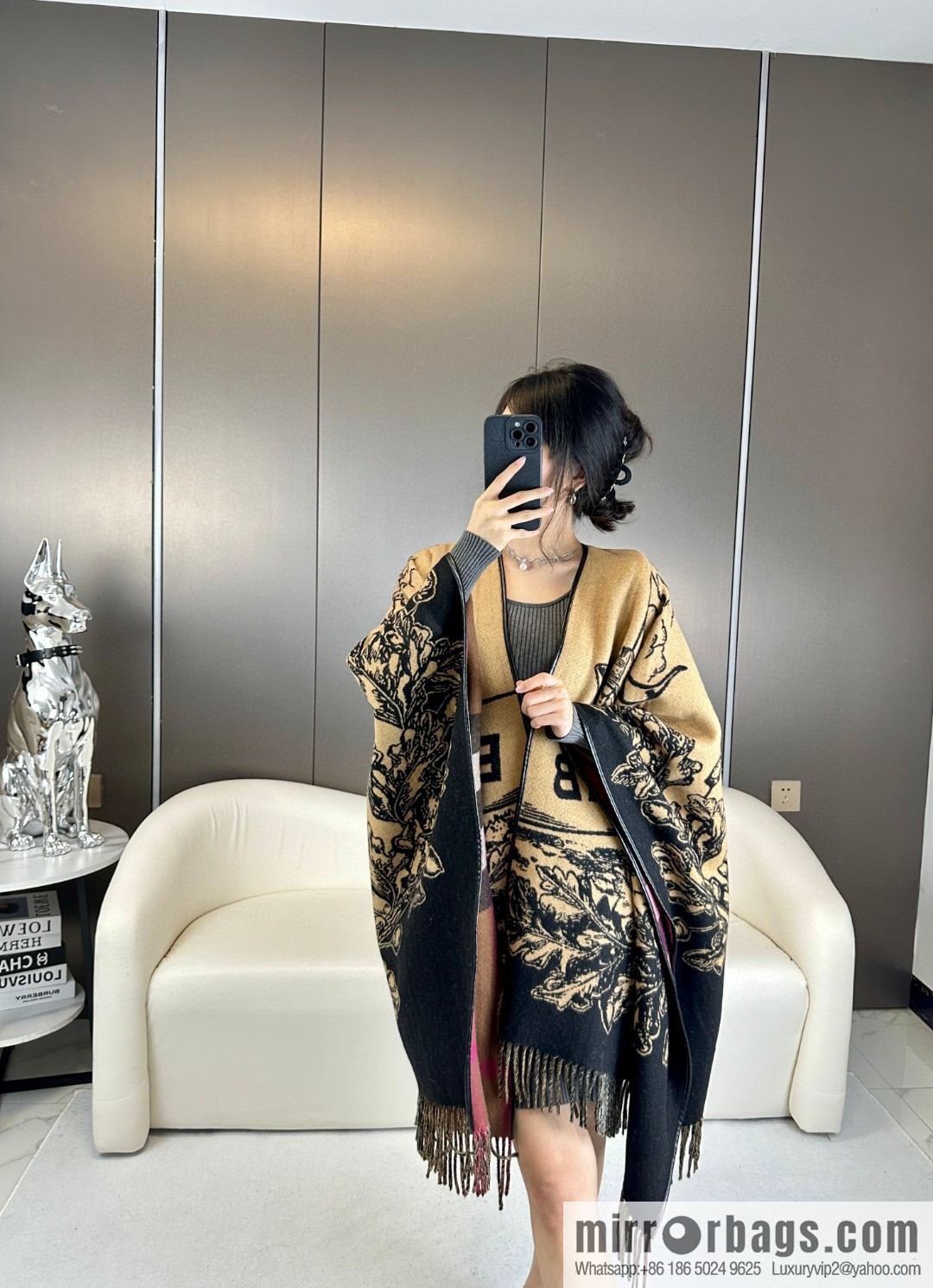 Burberry Burberry, Equestrian Rider Cashmere Jacquard Cloak