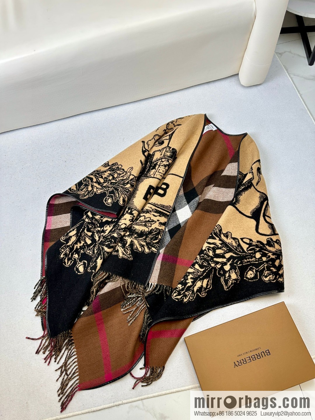 Burberry Burberry, Equestrian Rider Cashmere Jacquard Cloak