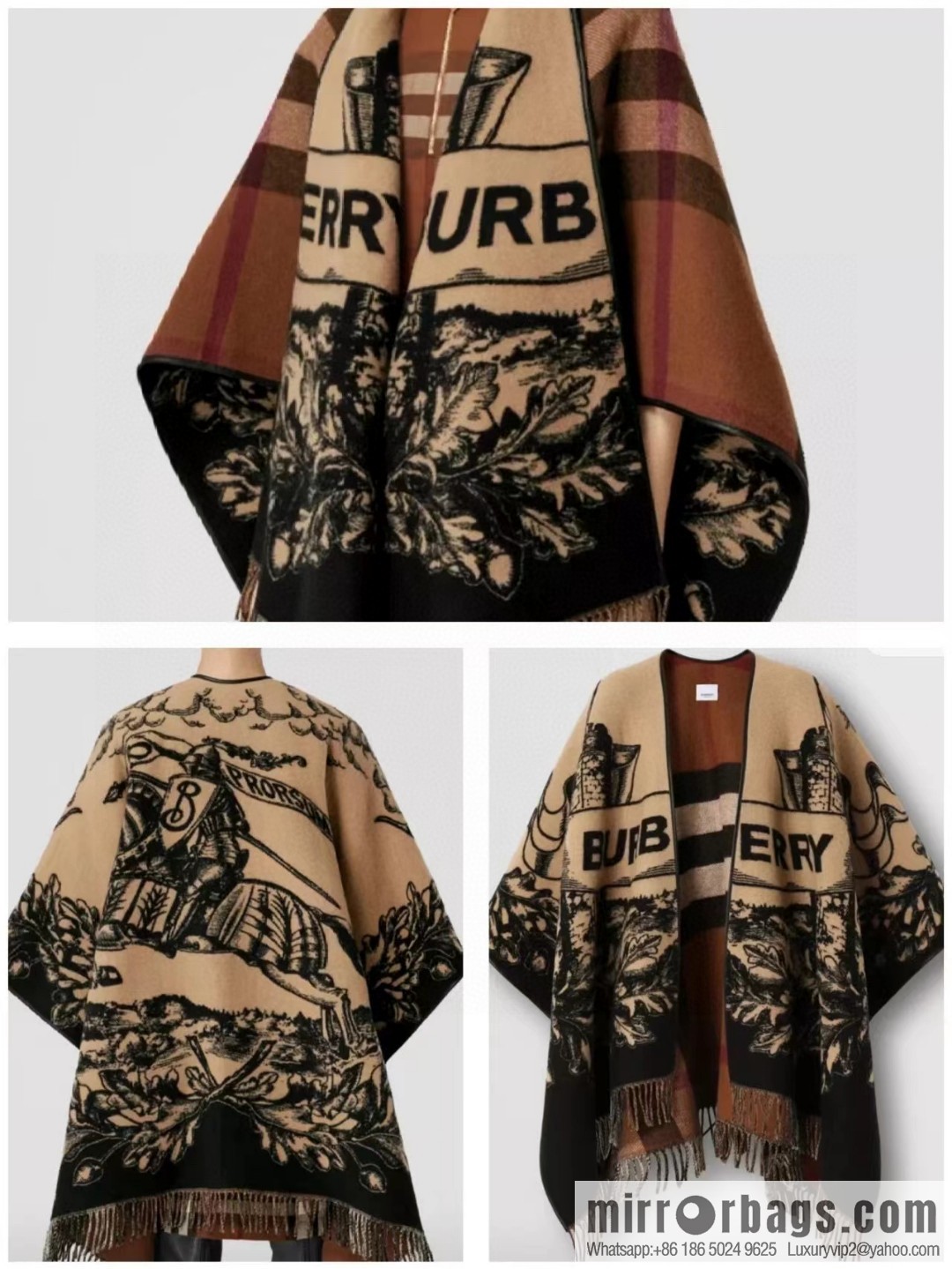 Burberry Burberry, Equestrian Rider Cashmere Jacquard Cloak