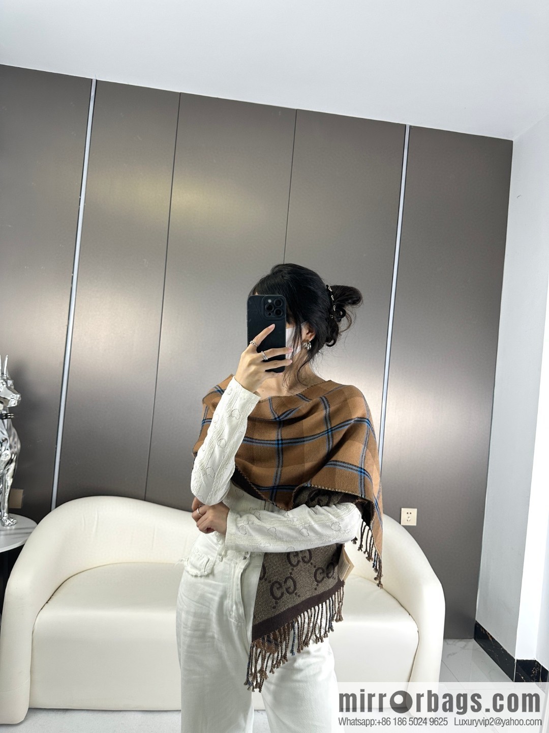 GUCCI autumn and winter new jacquard double-sided scarf