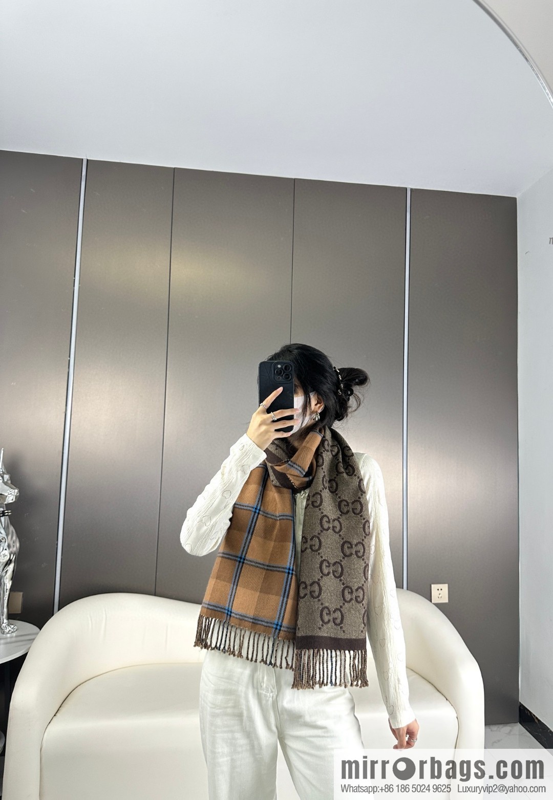 GUCCI autumn and winter new jacquard double-sided scarf