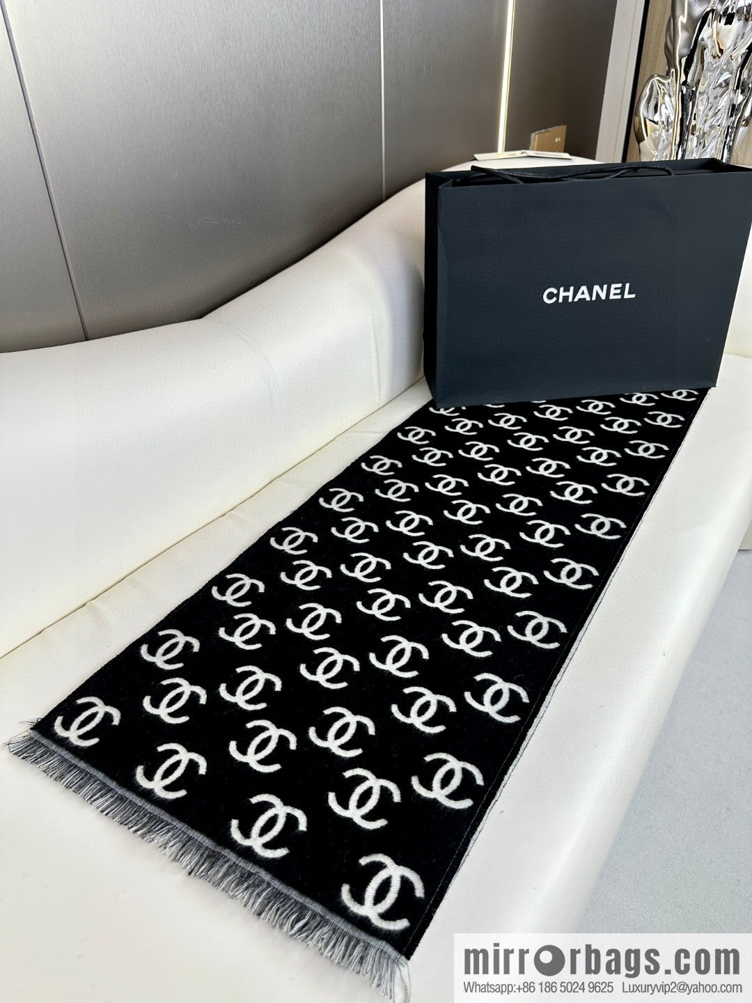 CHANEL classic double-sided scarf shawl