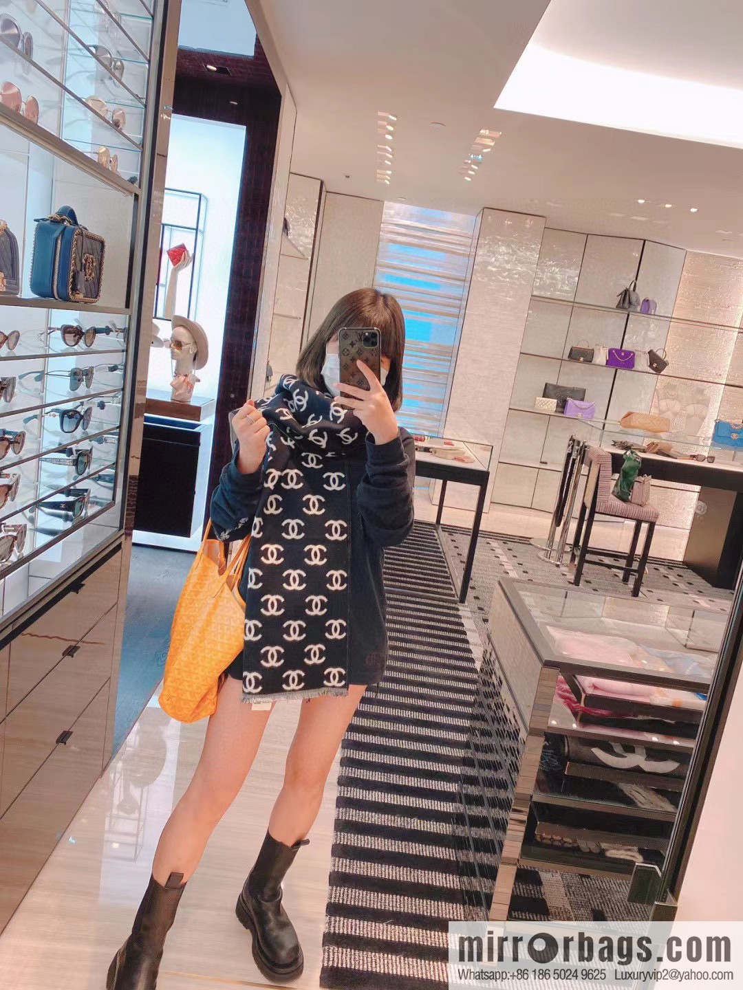 CHANEL classic double-sided scarf shawl