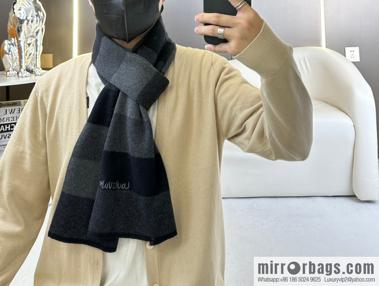 LV Knitted Striped, Unisex Scarf