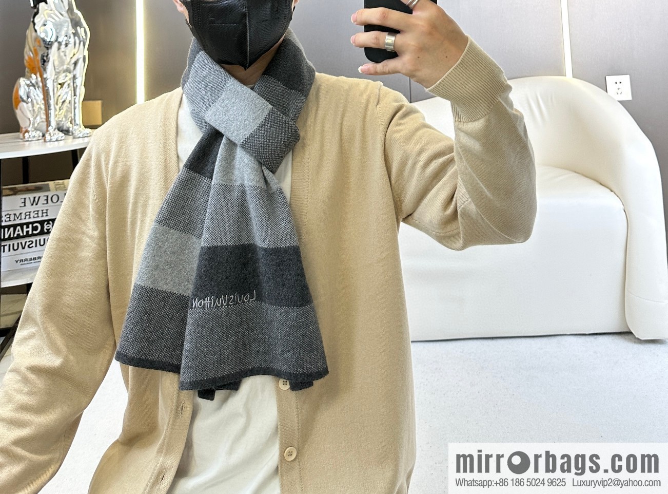LV Knitted Striped, Unisex Scarf
