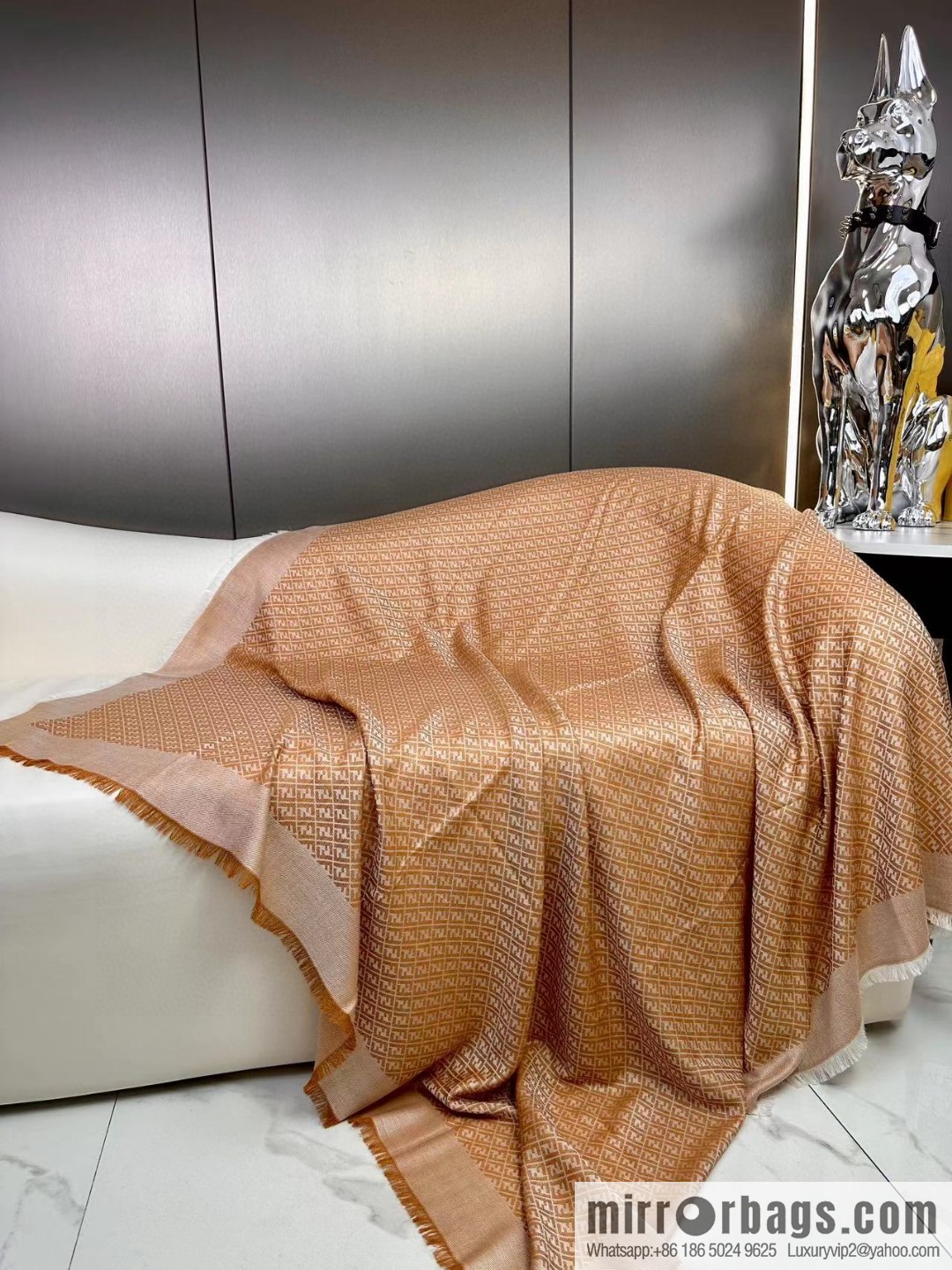 FENDI mulberry silk + lamb wool blend material, new square towel