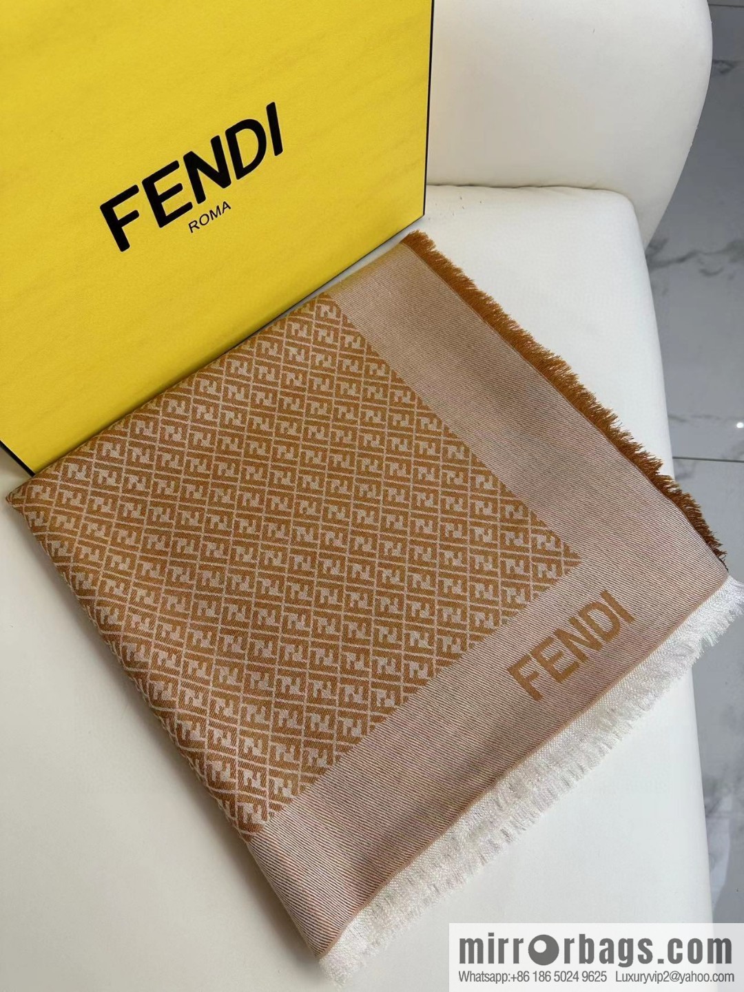 FENDI mulberry silk + lamb wool blend material, new square towel