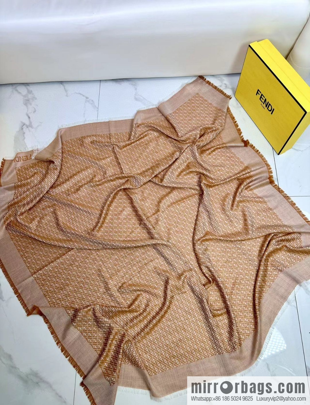 FENDI mulberry silk + lamb wool blend material, new square towel