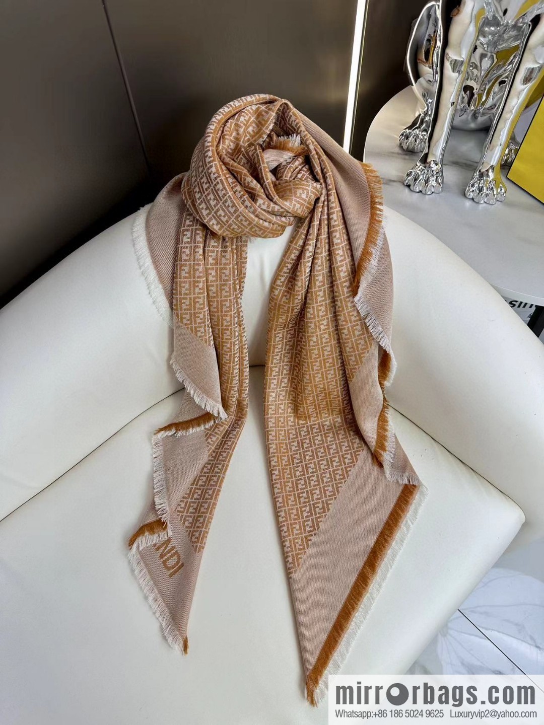 FENDI mulberry silk + lamb wool blend material, new square towel