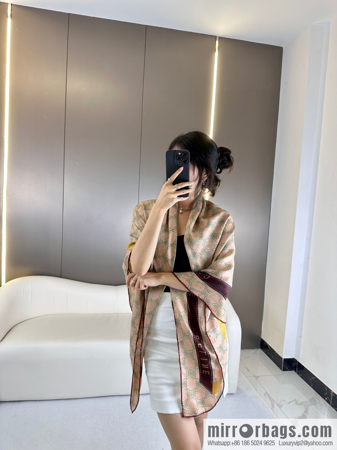 CELINE Arc de Triomphe, cashmere square scarf