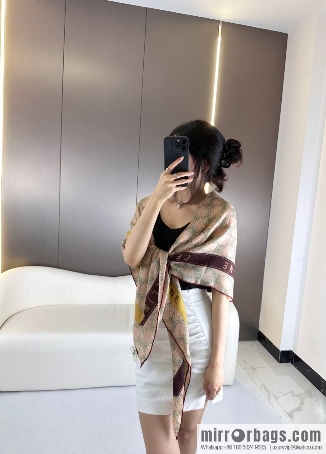 CELINE Arc de Triomphe, cashmere square scarf